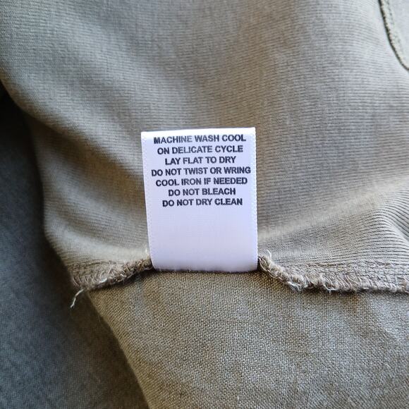 Cathy Woman Khaki Green Blouse 3X button front roll tab sleeves repaired linen - Picture 8 of 14